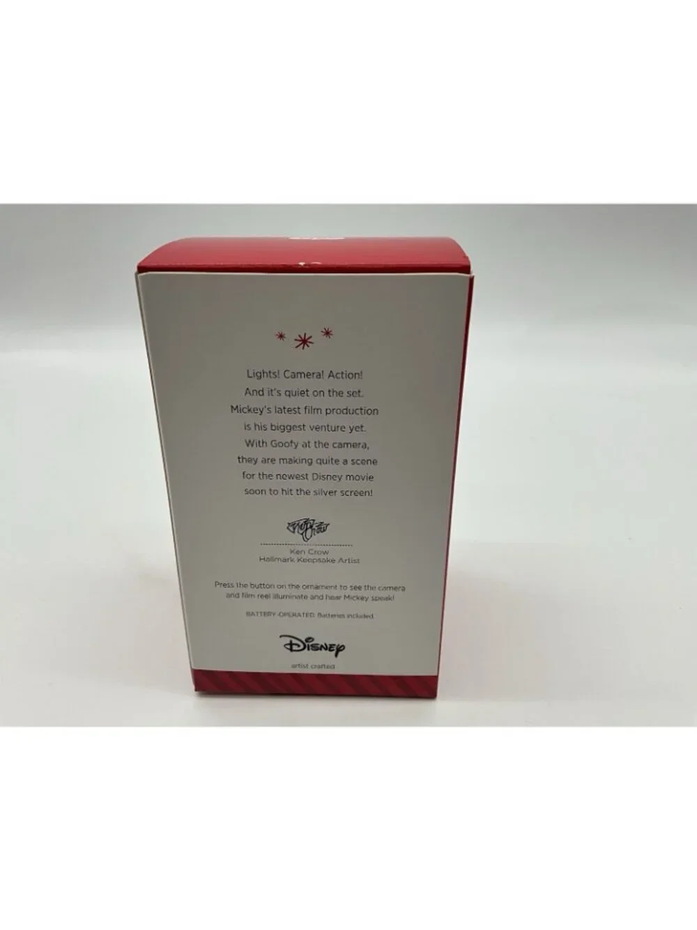 Hallmark Disney Mickey Mouse and Goofy Lights Camera Action Magic Ornament 2014